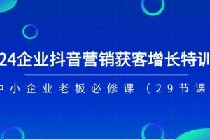 2024企业抖音营销获客增长特训营，中小企业老板必修课（29节课）