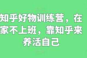 知乎好物训练营，在家不上班，靠知乎来养活自己