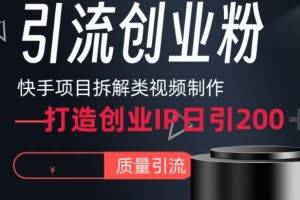 快手项目拆解类视频详细制作流程打造个人IP，单日引流200+高质量创业粉【揭秘】
