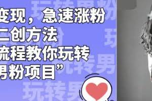 男粉变现，急速涨粉独家二创方法，全套流程教你玩转“男粉项目”【揭秘】