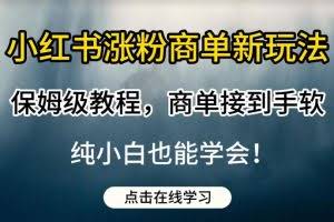 小红书涨粉商单新玩法，保姆级教程，商单接到手软，纯小白也能学会【揭秘】