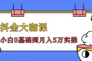 抖金大咖课：少奇全年52节抖音变现魔法课，小白0基础到月入5万实操(无水印)