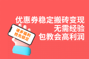 优惠券稳定搬砖变现，无需经验，高利润，详细操作教程！