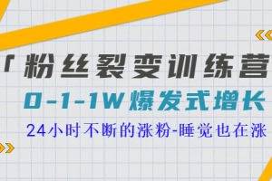 粉丝裂变训练营，0-1-1w爆发式增长，让你24小时不断地涨粉，睡觉也在涨