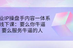 商业IP操盘手内容一体系线下课:要么你牛逼,要么服务牛逼的人(价值16800)