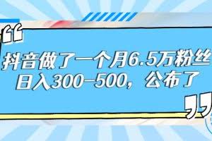 某公众号付费文章：抖音做了一个月6.5万粉丝，日入300-500，公布了