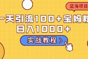 一天引流100+宝妈粉，日入1000+马上持续变现 蓝海项目（视频教程）