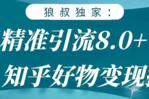 狼叔知乎精准引流8.0，知乎好物变现技术，轻松月赚3W+【无水印】