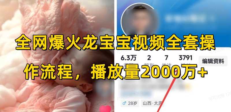 全网爆火龙宝宝视频全套操作流程,播放量2000万+