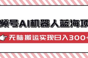 （14107期）视频号AI机器人蓝海项目，操作简单适合0基础小白，无脑搬运实现日入300+