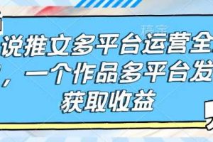 小说推文多平台运营全流程，一个作品多平台发布获取收益