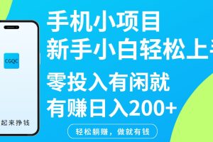 手机小项目新手小白轻松上手零投入有闲就有赚日入200+