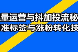 流量运营与抖加投流秘笈，含算法解析、爆款打造、精准标签与涨粉转化技巧
