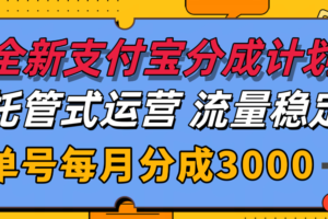全新支付宝分成代运营，独家技术，收益稳定，单号月入3000＋