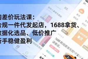 （16854期）淘差价玩法课：合规一件代发起店，1688拿货、数据化选品、低价推广，新手稳健盈利(更新12月)