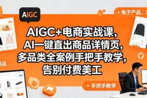 AIGC+电商实战课，AI一键直出商品详情页，多品类全案例手把手教学，告别付费美工