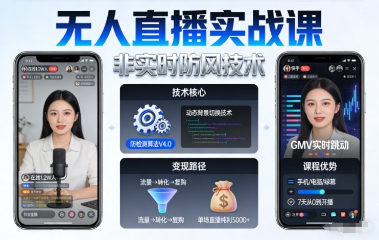 宝子哥无人直播实战课，非实时防风技术，聚焦抖音快手等平台直播带货，轻松开启直播变现之路（更新2026年07月02日）