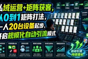 私域运营+矩阵获客,从0到1矩阵打法,一人20台设备起步,开启规模化自动引流模式!