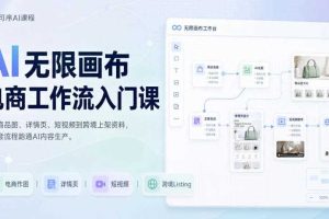 AI无限画布电商工作流入门课，从电商图片、详情页、带货视频到TK亚马逊产品上架模板实战,一套课程搞定