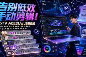 （19678期）告别低效手动剪辑！LibTV AI短剧入门到精通，小说转剧本方法，故事板打斗特效一站式搞定玄幻短剧制作