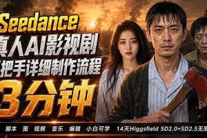 （19706期） 3分钟真人AI影视剧怎么做？SD 2.0手把手完整制作流程｜Higgsfield 14天SD 2.0/2.5无限生成