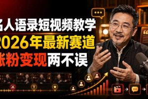 名人语录短视频教学，2026年最新赛道，涨粉变现两不误