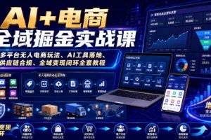 AI+电商全域掘金实战课｜多平台无人电商玩法、AI工具落地、供应链合规、全域变现闭环全套教程