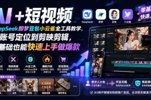 （19759期） AI+短视频｜DeepSeek即梦豆包小云雀全工具教学，从账号定位到剪映剪辑，零基础也能快速上手做爆款