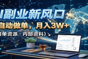 AI副业新风口，AI自动做单，月入3W+，附接单资源
