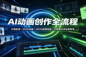 AI动画创作全流程：文案配音，2D3D动画，GROK剧情搭建，分镜提示词全套教学