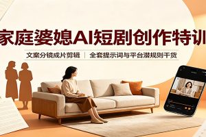 家庭婆媳AI短剧创作特训：文案分镜成片剪辑，全套提示词与平台潜规则干货