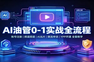 AI油管0-1实战：账号注册频道搭建，AI出片，限流申诉，YPP开通全套教学