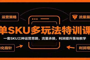 单SKU多玩法特训课：一套SKU三种运营思路，流量承接，利润提升落地教学