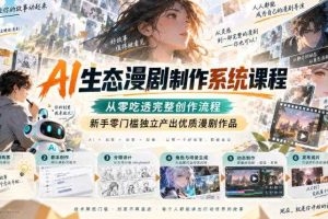 AI生态漫剧制作系统课程，从零吃透完整创作流程，新手零门槛独立产出优质漫剧作品