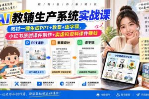（20583期）AI教辅生产系统实战课-更新0922｜教材一键生成PPT+教案+逐字稿，小红书原创课件制作+卖虚拟资料课件赚钱