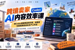 (20595期)跨境卖家AI内容效率课:用Codex搭建商品知识库、场景库与短视频自动化生产工作流
