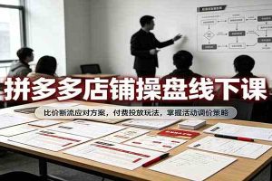 拼多多店铺操盘线下课：比价断流应对方案，付费投放玩法，掌握活动调价策略