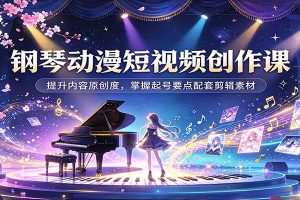 钢琴动漫短视频创作课:提升内容原创度,掌握起号要点配套剪辑素材