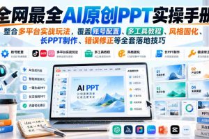 全网最全AI原创PPT实操手册,整合多平台实战玩法,覆盖账号配置、多工具教程、风格固化、长PPT制作、错误修正等全套落地技巧