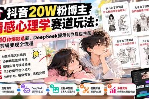 （20688期）抖音20W粉博主-情感心理学赛道玩法：从10种爆款选题、DeepSeek提示词到豆包生图与剪辑变现全流程
