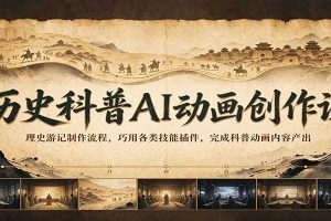 历史科普AI动画创作课：理史游记制作流程，巧用各类技能插件，完成科普动画内容产出