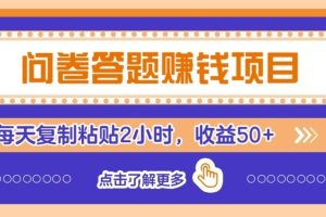 零成本零门槛！问卷赚钱实操攻略，新手小白也能操作，每天复制粘贴2小时，收益50+