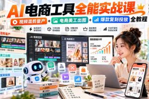 AI电商工具全能实战教学,视频混剪量产+电商美工出图+爆款复刻投放全教程