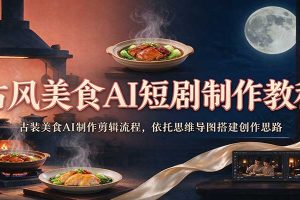 古风美食AI短剧制作教程:古装美食AI制作剪辑流程,依托思维导图搭建创作思路