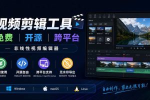 视频剪辑工具,免费、开源、跨平台,非线性视频编辑器,支持Windows、macOS、Linux,无水印、无订阅费用