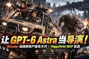 (20762期)【无水印】让 GPT-6 Astra 当导演!Blender 运镜到丧尸追车大片|Higgsfield MCP 实战