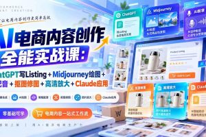 （20770期）【无水印】AI电商内容创作全能实战课：ChatGPT写Listing+Midjourney绘图+AI配音+抠图修图+高清放大+Claude应用