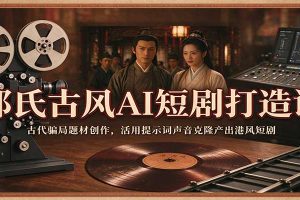 邵氏古风AI短剧打造课:古代骗局题材创作,活用提示词声音克隆产出港风短剧