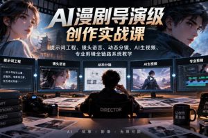AI漫剧导演级创作实战课|提示词工程、镜头语言、动态分镜、AI生视频、专业剪辑全链路系统教学
