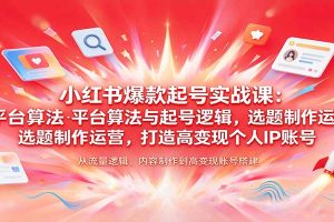 小红书爆款起号实战课：平台算法与起号逻辑，选题制作运营，打造高变现个人IP账号